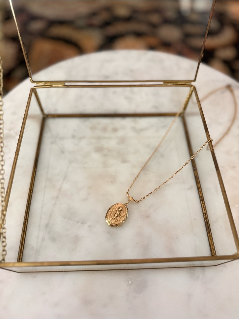 1928 Jewelry Company - Vintage Gold Tone Angel Pendant Necklace